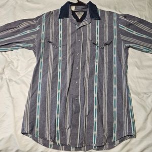 Roper - Cowboy Turtle Long Sleeve Pearl Snap Button Up Shirt Western Aztec Style